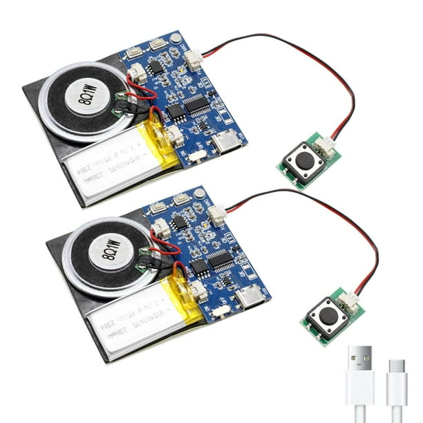 Módulo de audio XLW de 16 MB con altavoz, cable tipo C azul, paquete de 2