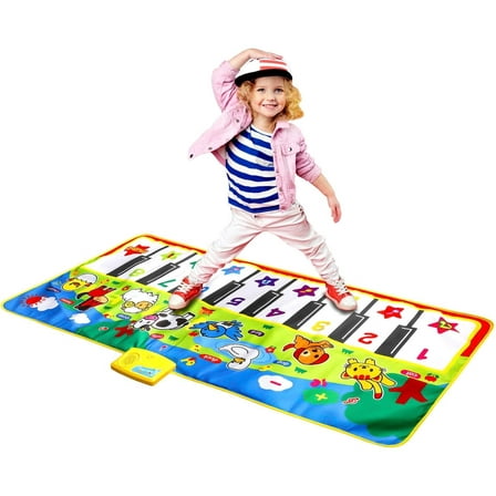 QiShi Soft Baby Early Education Portable Music Piano Keyboard Carpet, Safe Electronic Keyboard Play Blanket, Colorful Dance Mat-Piano Toys Great Music Toy for Children