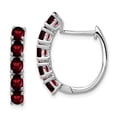 thumbnail image 1 of 925 Sterling Silver Garnet Hinged Hoop Earrings, 1 of 6