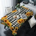 thumbnail image 4 of Rectangle Tablecloth Waterproof for Kitchen, Summer Sunflowers Retro Black Buffalo Plaid Polyester Wrinkle Textured Tablecloths, Indoor/Outdoor Decor Desktop Protectors Tablecloths, 60"x120", 4 of 6