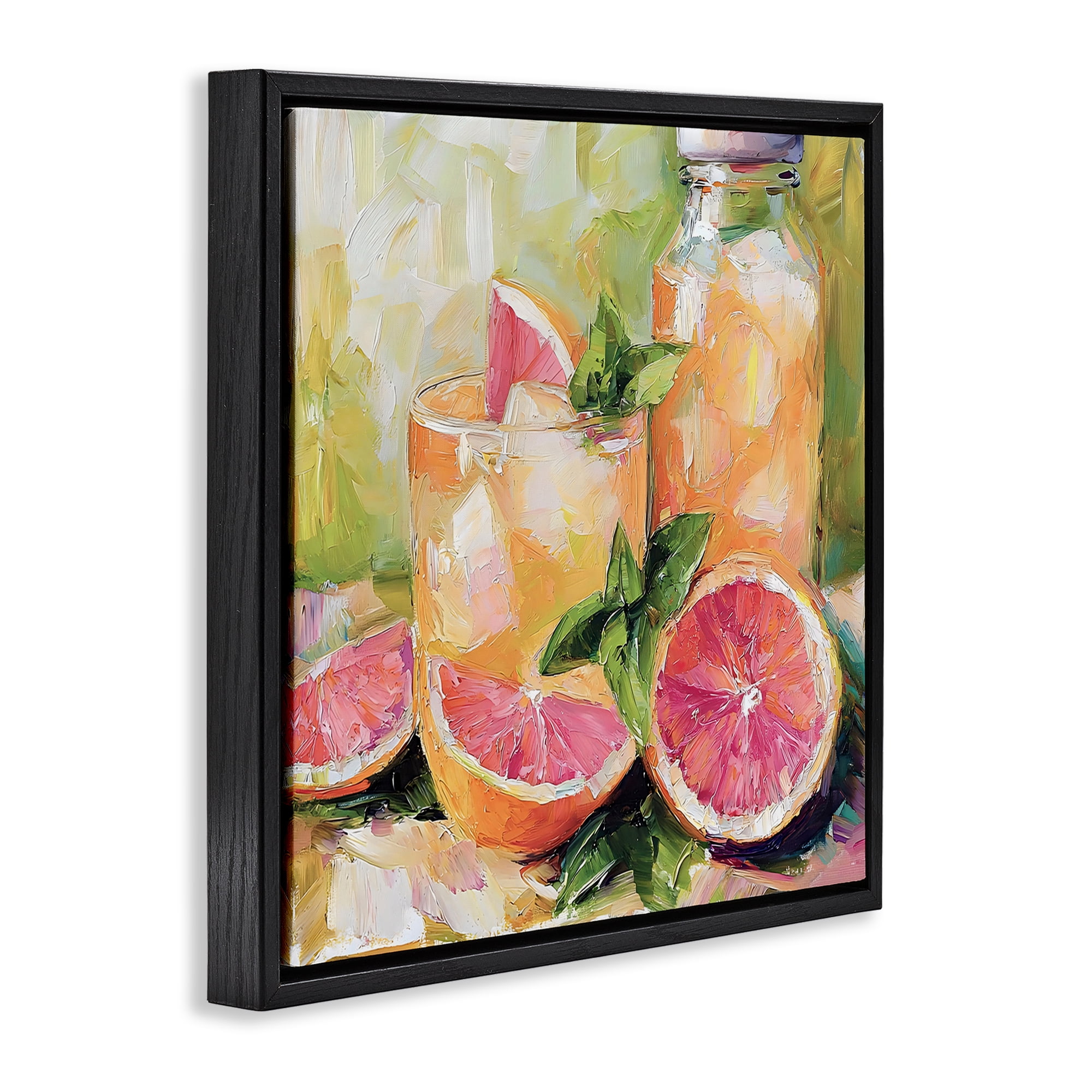 Stupell Industries Grapefruit Summer Refreshment Black Framed Floater Canvas Wall Art, design by Riley B