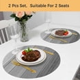 thumbnail image 5 of Grey Ombre Wooden Round 15 Inch Placemats Set of 2, Farmhouse Retro Gray Wood Gradient HeatResistant Non Slip Place Mats for Dining Table, Wipeable Braided Kitchen Table Mats for Housewarming, 5 of 9