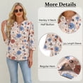 thumbnail image 5 of VDJ Womens Fall Tops 3/4 Sleeve Button Up V Neck Boho Summer T shirts Comfort Lightweight Henley Shirts Fashion Clothing Size M, 5 of 11