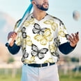 thumbnail image 6 of Balery Golden Glitter Butterflies Baseball Jersey for Men Casual Button Down Shirts Short Sleeve Active Team Sports Uniform-3X-Large, 6 of 9