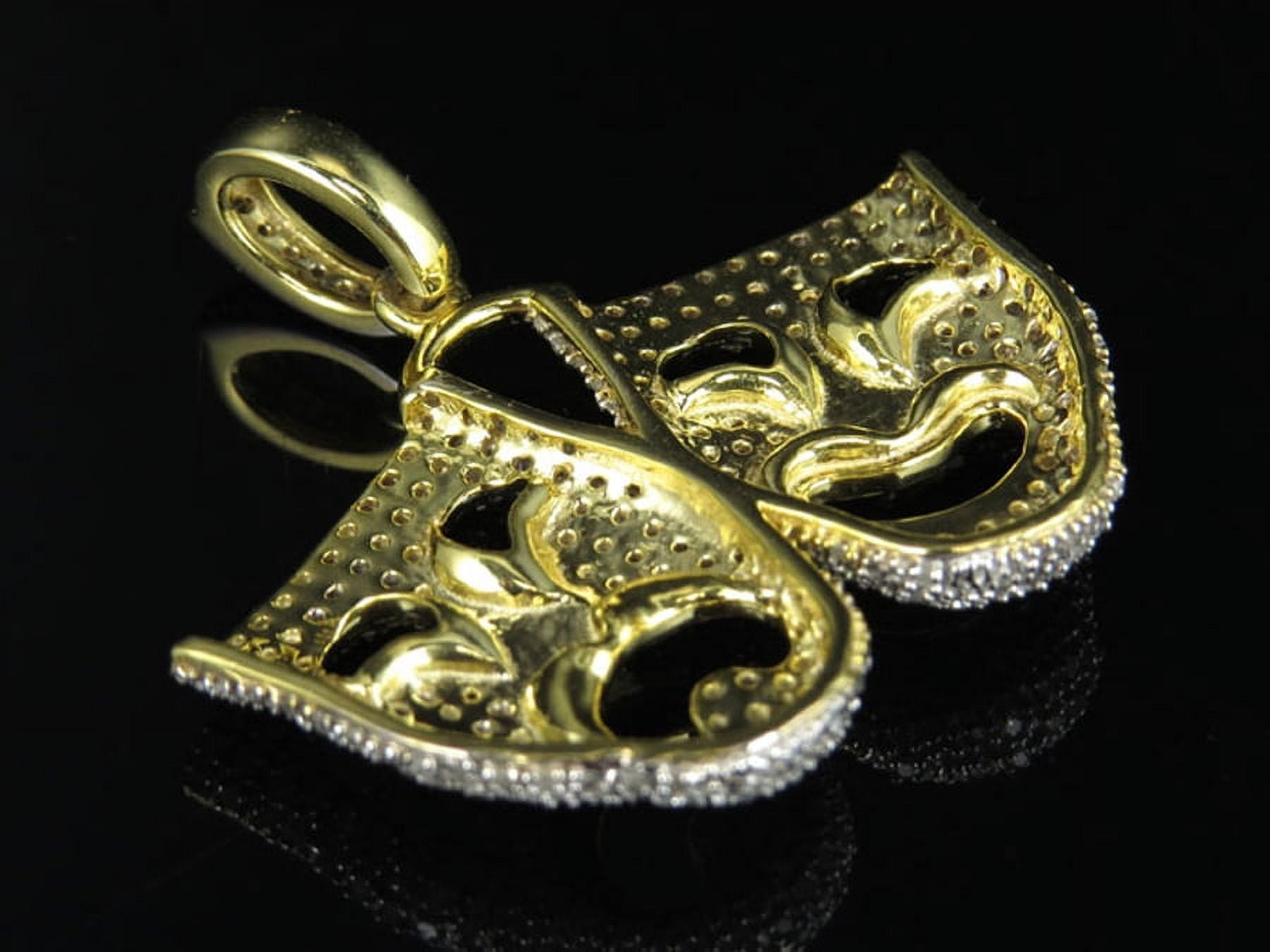 Yellow Gold Finish Laugh Now Cry Later Pendant Real Diamond