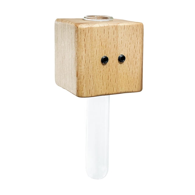 Jarrón de tubo de ensayo con imán para nevera, madera, vidrio, decorativo, versátil, miniplanta, flor S