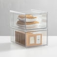 thumbnail image 3 of mDesign Plastic Stackable Bathroom Storage Organizer with Drawer, 2 Pack, Clear, 3 of 9
