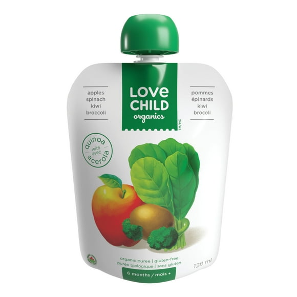 Love Child Organics Superblends Apples, Spinach, Kiwi + Broccoli Puree 128ml Pouch, 128 mL