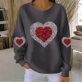 thumbnail image 3 of Tbopshirt Sweatshirts for Women Graphic Hoodless Valentine Long Sleeve Crewneck Ribbed Pullover Tops Dark Gray,S, 3 of 4