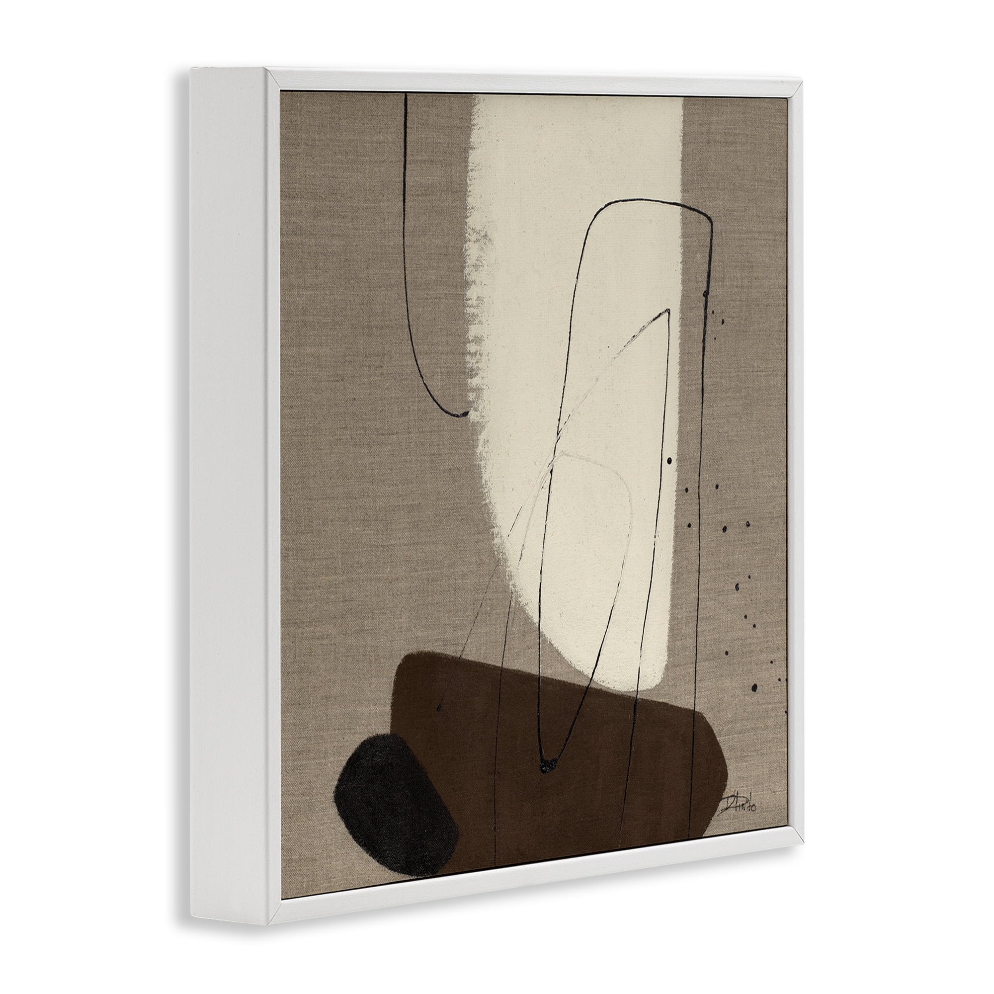 Stupell Industries Natural Oblong Shapes Abstract Painting White Framed Art Print Wall Art, 17 x 17