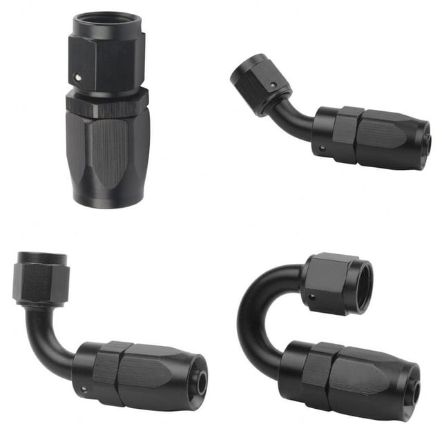 koolsoo 4Pcs Aluminium AN 6 Straight 0 45 90 180 Degree AN6 Hose End Fitting Adaptor