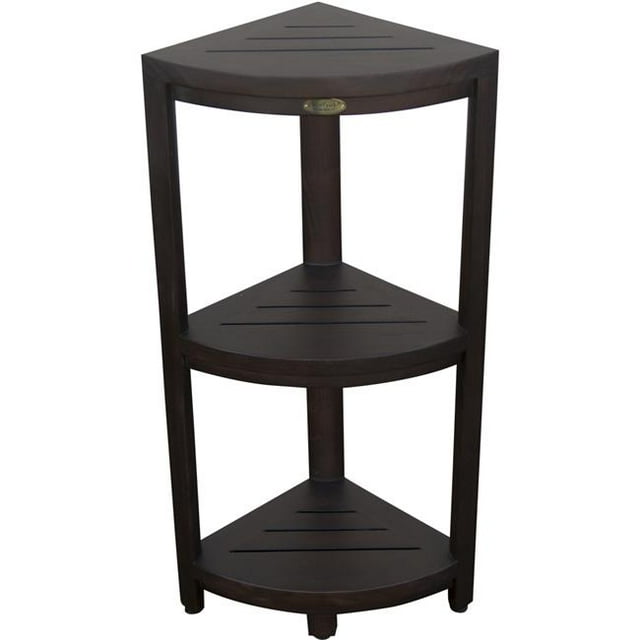 HomeRoots Banc de Douche d'Angle Compact en Teck à 3 Niveaux - Ensemble de 1 Marron