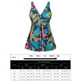 Women's Plus Size Two Piece Swimdress TwistKnot VNeck Floral Bathing