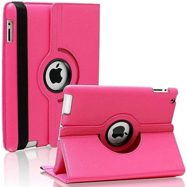 Funda para iPad 2/3/4 con soporte giratorio de 360 grados, funda inteligente, cubierta protectora con función de encendido/apagado automático para Apple iPad 4, iPad 3 y iPad 2, color rosa