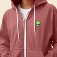 thumbnail image 5 of Dalix Alien Embroidered Zip Hoodie Fleece Long Sleeve Pocket Warm Soft Mens in Mauve XL X-Large, 5 of 5