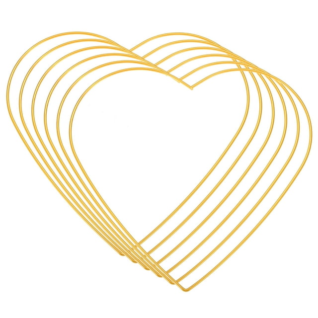 Unique Bargains 9.8' Heart Dream Catcher Rings, 6 Pcs Metal Macrame Wreath Floral Ring Hoop, Gold Tone