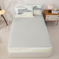 thumbnail image 4 of Manfei Watercolor Sleep Kitten Zipper Twin Comforter Sets with Fitted Sheet and 2 Pillowcases, Kawaii Pet Zipper Bedding Set, Cream Green Blue, Gray Reversible, 4 Pieces, 4 of 7