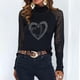 thumbnail image 2 of Moda mujer cuello alto ahueca hacia fuera la camiseta de manga larga otoño blusa sólida Tops Fridja  hkj3914, 2 of 5