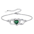 thumbnail image 1 of Silvora mujer corazón infinito pulsera sintética esmeralda piedra natal pulsera de plata esterlina regalo de cumpleaños para madre e hija - mayo, 1 of 8