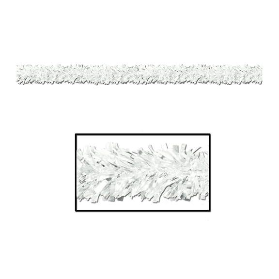 6-Ply FR Metallic Festooning Garland 4" x 15' White - 12 Pack