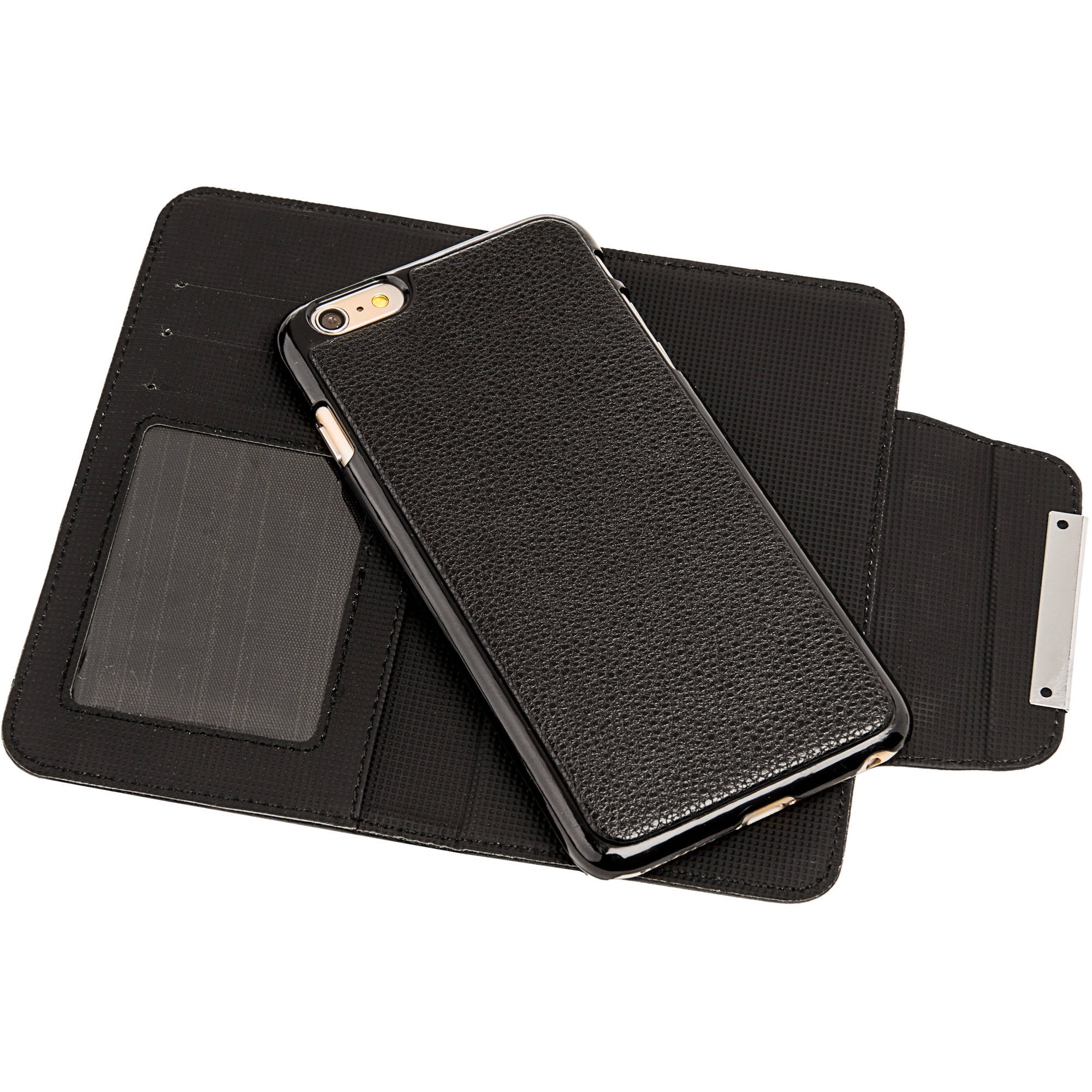 Bailey Dual Magnetic Wallet Case with Wrist Strap for Apple iPhone 6 Plus / 6s Plus [Perfect Fit] (Black)