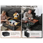 BEDEEP Movable Storage Ottoman for Modular Sectional Sofa, Chenille Ottoman with Storage for Living Room, Black