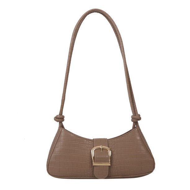 Bolso de hombro de PU para mujer, patrón de cocodrilo, hebilla de Metal, bolso informal para axilas (caqui) Likrtyny Para Estrenar