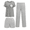 Gray Stripes, variant on 3 Piece Postpartum Nursing Pajamas Set Short Sleeve Breastfeeding Shirts Pregnancy Shorts & Pants Maternity Pjs