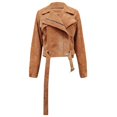 thumbnail image 5 of YYDGH Womens 2023 Winter Fall Blazer Jackets Zip Up Corduroy Crop Coats with Belt Khaki S, 5 of 7