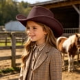 thumbnail image 2 of Toddler Sun Hat Western Cowboy Hat for Kids Girl Boy Classic Fedora Hat Felt Cowgirls Hats, 2 of 9
