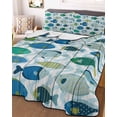 thumbnail image 3 of Quilts Twin-XL Size Bedding Set, Blue Fishes Lightweight Quilted Comforter, Cartoon Coastal Ocean Fish Striped Wooden Soft Reversible Bedspread Coverlet with Pillow Covers for All Season, 68" x 98", 3 of 7