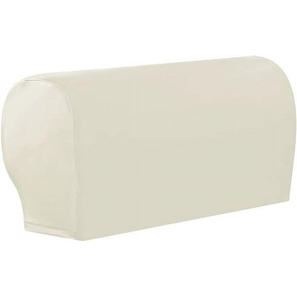 Nvzi Fundas de reposabrazos de piel sintética impermeables, fundas de reposabrazos elásticas vintage para sillas, sofás, sillones, fundas para sofás reclinables, 2 piezas, color blanco