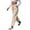 Khaki, variant on Women's Cotton Blend Striped Straight Leg Pants, Elastic Drawstring Waist, Side Pockets, Relaxed Fit