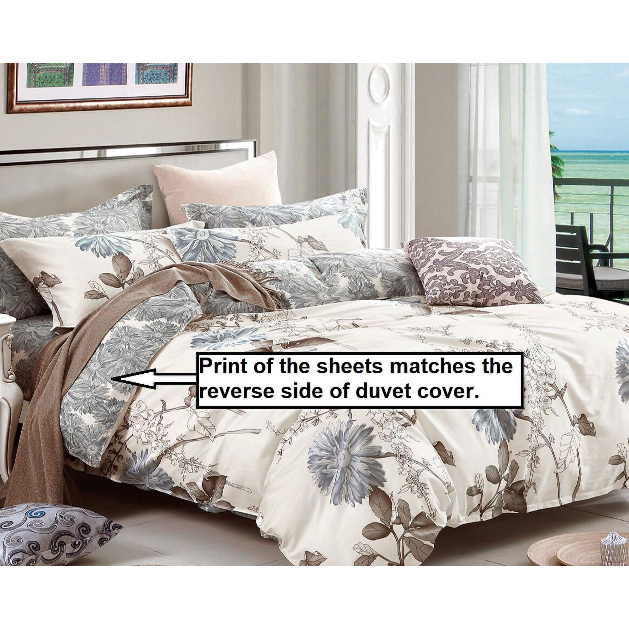 Swanson Beddings Daisy Silhouette 100% Cotton Sheet Set : Fitted Sheet Flat Sheet and One Matching Pillowcase (Twin)