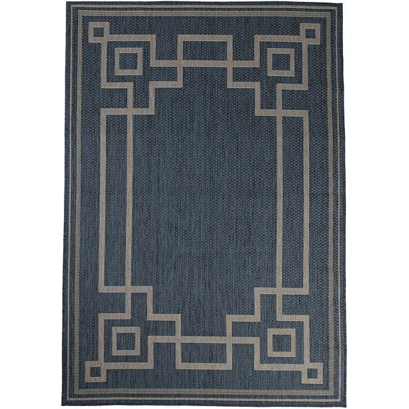 Furnish My Place Outdoor Collection Oriental Area Rug - 2 ft. x 3 ft. Midnight Blue, Transitional Water Proof Rug for Living Room, Study Room, Patio