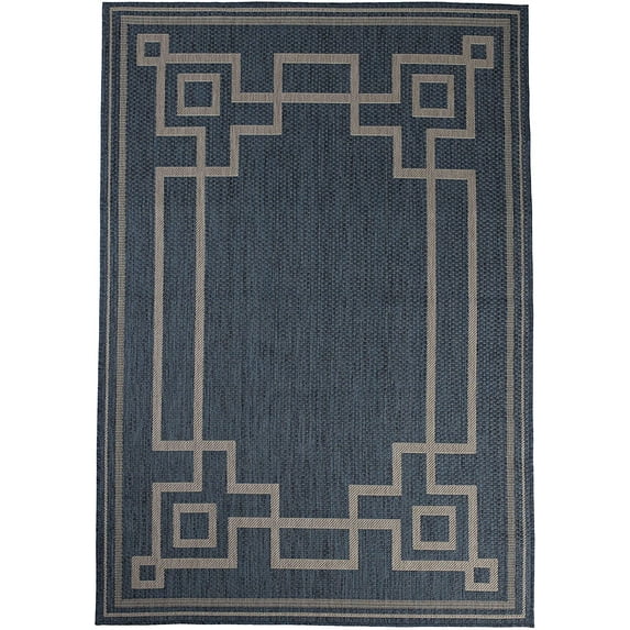 Furnish My Place Outdoor Collection Oriental Area Rug - 7 ft. 10 in. x 10 ft. Midnight Blue, Transitional Water Proof Rug for Bedroom, Garden, Patio