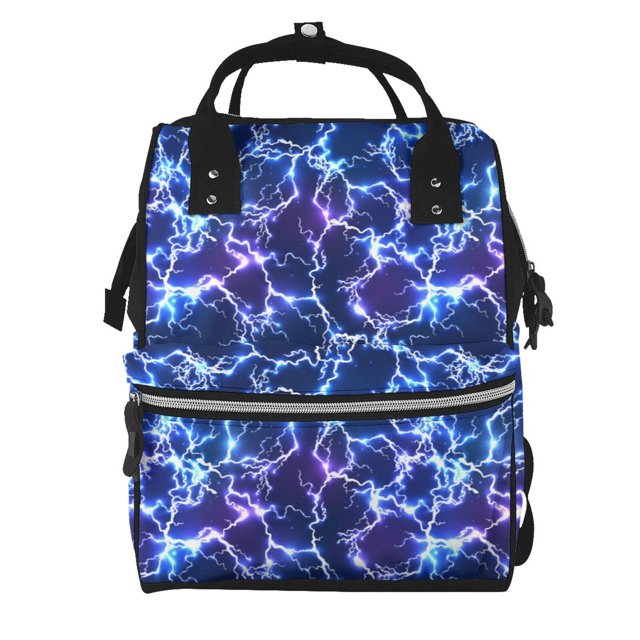 Disketp Blue Lightning1 Mochila de Pañales de Gran Capacidad con Múltiples Bolsillos, Mochila de Viaje Multifuncional para Bebé, Unisex, Moderna y Resistente