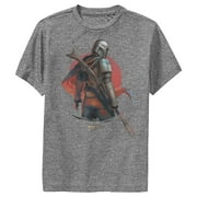 Boy's Star Wars: The Mandalorian Dusty Sunset Performance Graphic Tee Charcoal Heather Small
