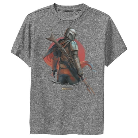 Boy's Star Wars: The Mandalorian Dusty Sunset Performance Graphic Tee Charcoal Heather Small