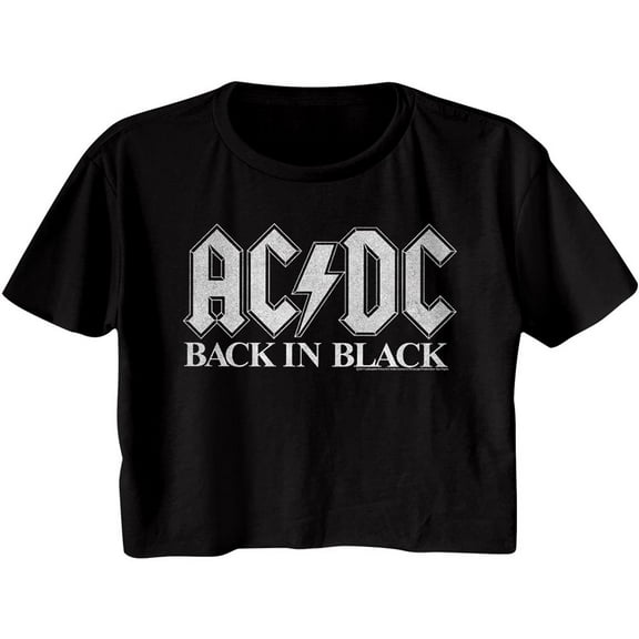 AC/DC Back In Black Black Women's Festival Cali Crop T-Shirt M