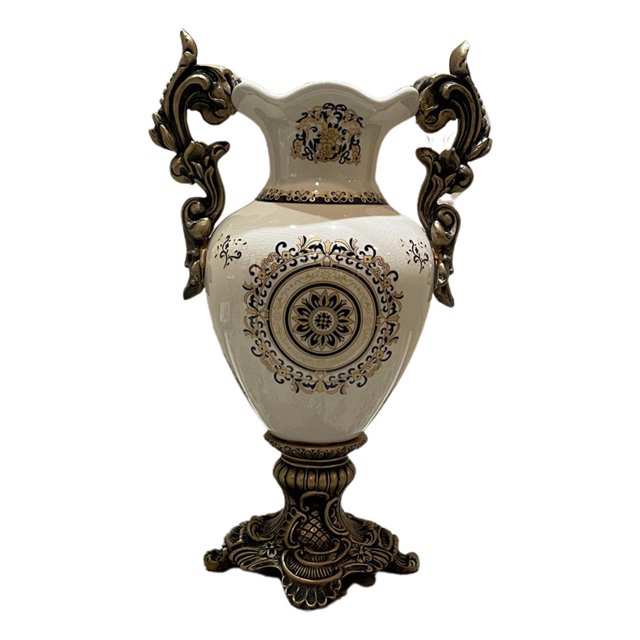 Florero de cerámica de estilo europeo Decoración Centro de mesa Arreglo floral Contenedor para entrada del hogar Dormitorio Balcón de 41cmx22cm Marrón Sunnimix Jarrón de ceramica