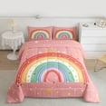 thumbnail image 2 of jejeloiu Boho Cute Rainbow Twin Comforter Sets,3D Gold Stars Bedding Set For Girls Teens Reversible 2pcs, 2 of 8