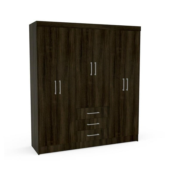 Ropero Mobi Cacao con 6 puertas y 3 gavetas color café