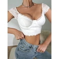 thumbnail image 5 of KelaJuan Women Lace Top, Off-shoulder Underwire Lightweight Summer Bustier Crop Top T-shirt, 5 of 6