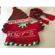 Christmas Sweater Hat & Scarf Macy's Red Fits Medium 12"-15" Plush Doll Holiday New