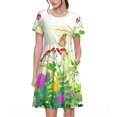 thumbnail image 1 of Bixox Robe d'Été à Manches Courtes pour Femmes Robe Ample Longueur Genou avec Poches-Plantes et Insectes, 1 of 7