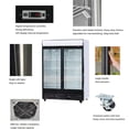thumbnail image 2 of 51" Glass Door Refrigerator with LED Lighting,8 Height Adjustable Shelves,35kg Per Shelf,33-40 F,Beverage Cooler with 2 Swing Doors,Upright Beverage Freezer with 4 Wheels,Capacity 31 Cu.Ft/880 Liter, 2 of 9