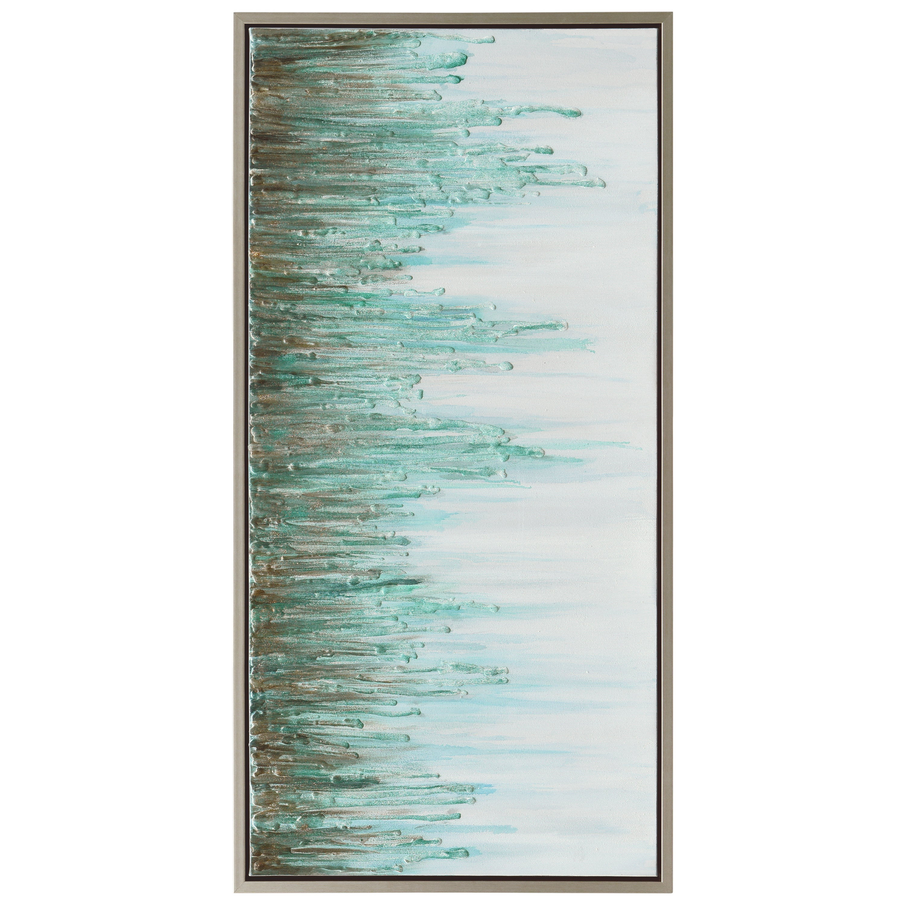 Empire Art Direct Green Frequency Textured Metallic Hand Painted Wall Art, 24" x 48" x 1.5", Ready to Hang
