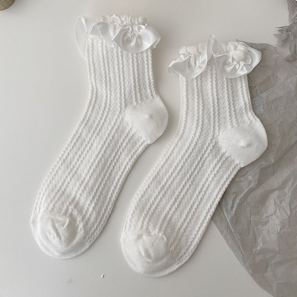 Calcetines de encaje blanco Lolita, calcetines de algodón con lazo de corazón para mujer, calcetines dulces JK para mujer, calcetines tobilleros, Medias de calcetina Tan Jianjun unisex