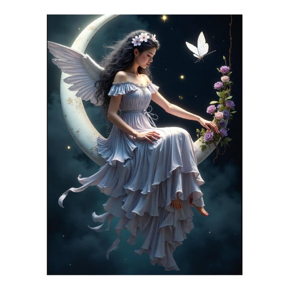 Diamond Art Kits for Adults - Classy Angel Print No.69 5D Frameless Dimond Painting Kit for Adults Beginner, Round Diamond Kits for Home Wall Decor, Gift for Women